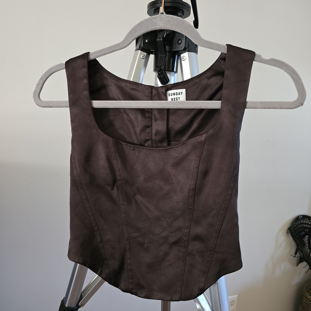 3/$70 Sunday Best Brown Fitted Bustier Tank Top
